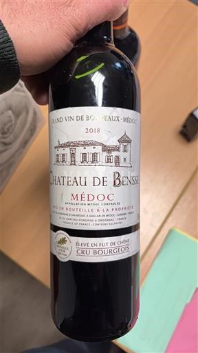 Bordeaux Médoc Cru Bourgeois Château Bensse 2018