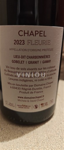 Beaujolais Fleurie Domaine Chapel Charbonnières 2023