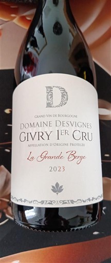 Burgund Givry Premier Cru Domaine Desvignes La Grande Berge 2023