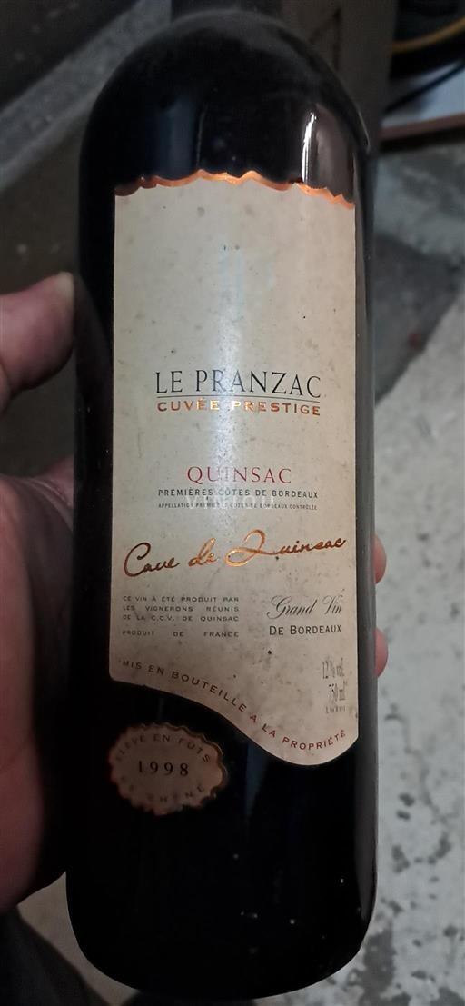 Bordeaux Premières Côtes de Bordeaux Le Pranzac Prestige 1998