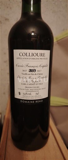 Roussillon Collioure Domaine Reno François Capdet 2017