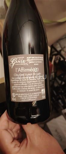 Rhônedalen Vacqueyras Domaine Ganse l'Affirmé(e) 2022