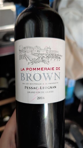 Vin Rouge sec La Pommeraie de Brown Château Brown 2016 France Bordeaux Pessac-Léognan AOC