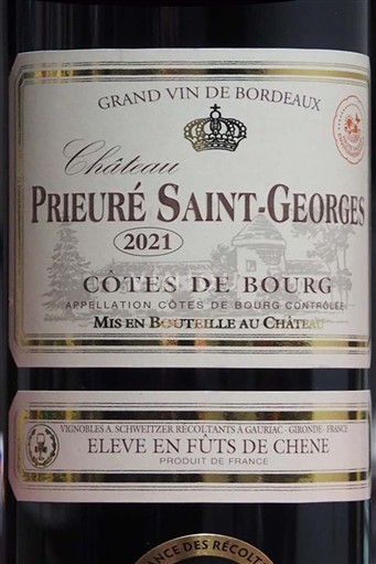 Bordeaux Côtes-de-bourg Château Prieuré Saint-Georges 2021