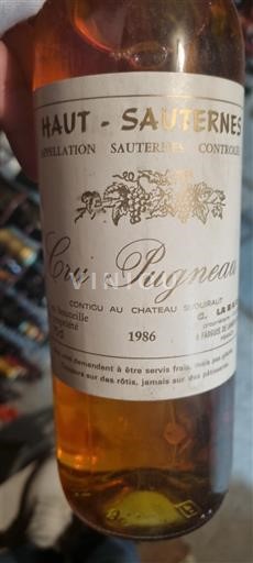 Bordeaux Sauternes Cru Pugneau 1986