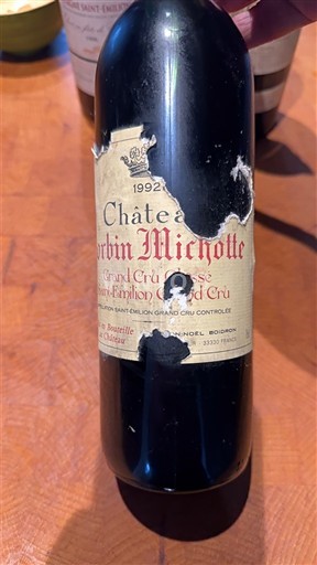 Bordéus Saint-Émilion Grand Cru Grand Cru Château Corbin Michotte 1992