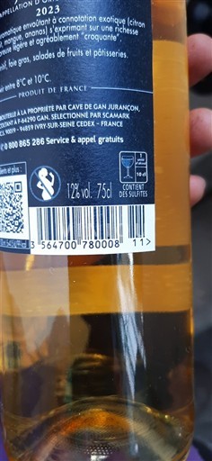 Sudoeste Jurançon Cave de Gan Jurançon Peyre d’Or 2023