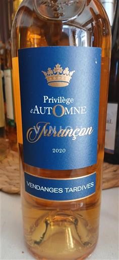 Sudoeste Jurançon Cave de Gan Jurançon Vendanges tardives - Privilège d’Automne 2020