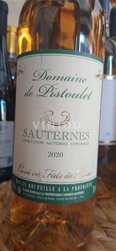 Bordeaux Sauternes Domaine Pistoulet 2020