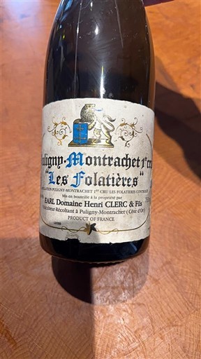 Bourgogne Puligny-montrachet Premier Cru Domaine Henri Clerc & Fils Les Folatières 1993