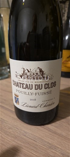 Burgundy Pouilly-Fuissé Château Clos Hommage à Léonard Chanut 2018