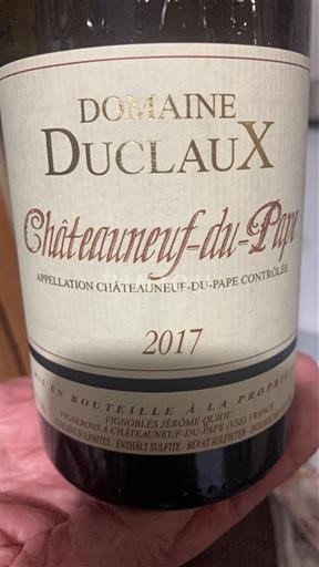 Vale do Ródano Châteauneuf-du-Pape Domaine Duclaux 2017