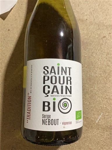 Vinos Blanc sec Tradition Serge Nebout 2024 Francia Valle del Loira Saint-Pourçain AOC
