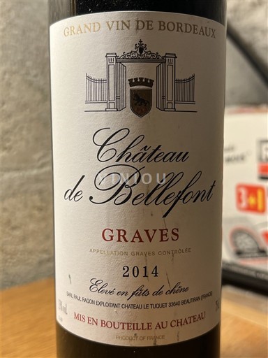 Bordeaux Graves Château Bellefont 2014