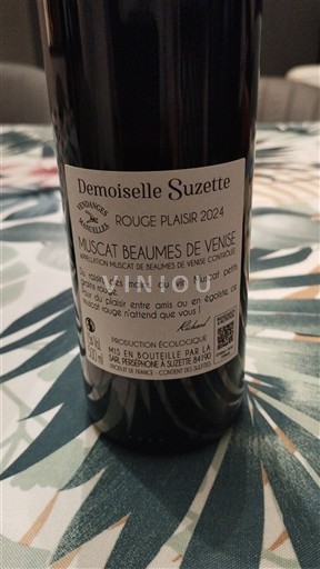 Rhône Valley Muscat de Beaumes de Venise Demeiselle Suzette Rouge Plaisir 2024