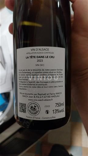 Alsace Wach La Tête dans le Cru 2023