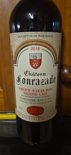 Burdeos Saint-Émilion Gran Cru Grand Cru Château Fonrazade 2018