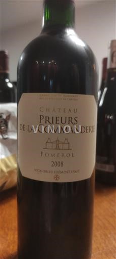 Bordéus Pomerol Château Prieurs de la Commanderie 2008