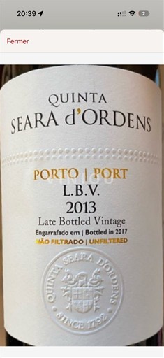 Portugal Port Quinta Seara Ordens L.B.V. Late Bottled Vintage 2013