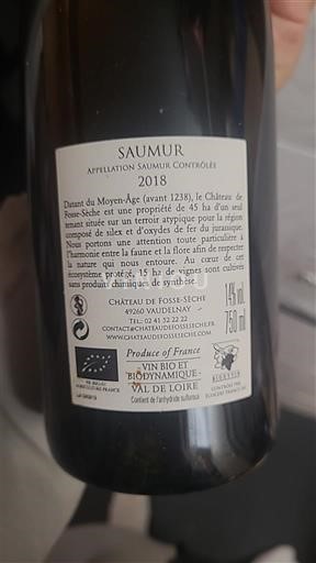 Loiredalen Saumur Château Fosse-Sèche Arcane 2018