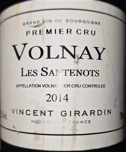 Bourgogne Volnay Premier Cru Vincent Girardin Les Santenots 2014