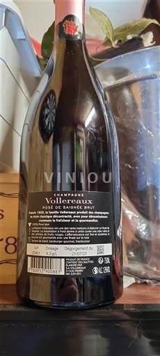 Champaña Champán Vollereaux Rosé de Saignée Brut Sin añada