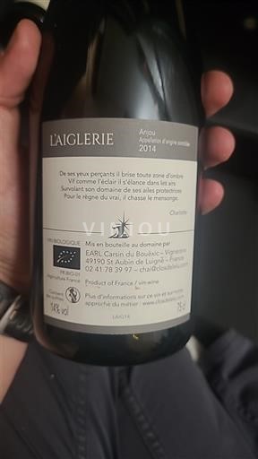 Údolí Loiry Anjou EARL Carsin du Bouexic L'Aiglerie 2014