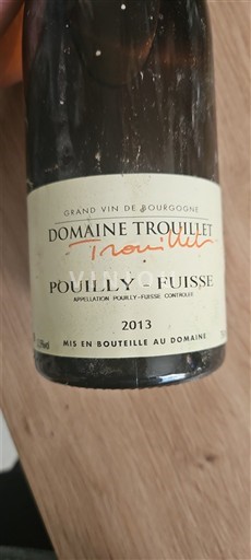 Bourgogne Pouilly-fuissé Domaine Trouillet 1 Non Filtré 2013