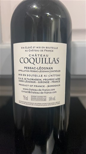 Bordeaux Pessac-Léognan Château Coquillas Neročník