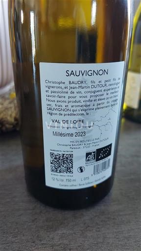 Thung lũng sông Loire Thung lũng Loire Christophe Baudry & Jean-Martin Dutour Sauvignon 2023