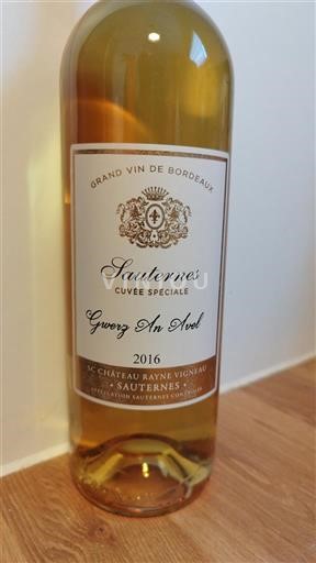 Bordeaux Sauternes Château Rayne Vigneau Spéciale Gwenz An Avel 2016