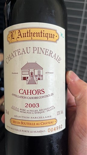 Sud-Ovest Cahors Château Pineraie L'Authentique 2003