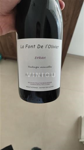 Languedoc et Roussillon Côtes de Thongue La Font De l’Olivier Vendange manuelle 2023
