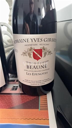 Burgundy Beaune Domaine Yves Girardin Les Epenotes 2023