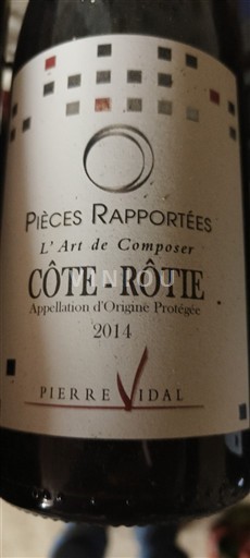 Rhône Valley Côte-Rôtie Pierre Vidal Pièces Rapportées 2014
