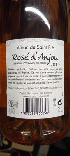 Valle della Loira Rosé d'Anjou Alban de Saint Pré 2019
