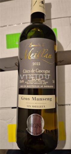 Sud-Ouest Côtes de Gascogne Domaine Meillan Gros Manseng 2022