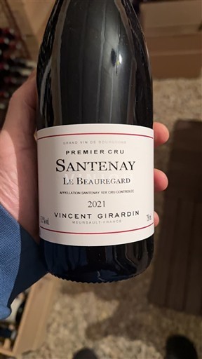 Borgonha Santenay Premier Cru Vincent Girardin Le Beauregard 2021