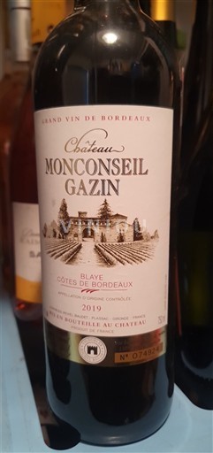 Bordeaux Blaye-Côtes-de-Bordeaux Château Monconseil-Gazin 2019