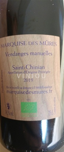 Linguadoca Saint-Chinian Marquise des Mûres 2019