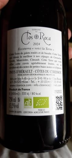 Languedoc and Roussillon Côtes du Ceressou Domaine Clos Roca Ecceterra 2024