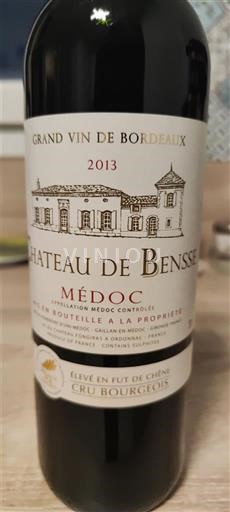 Bordeaux Médoc Cru Bourgeois Château Bensse 2013