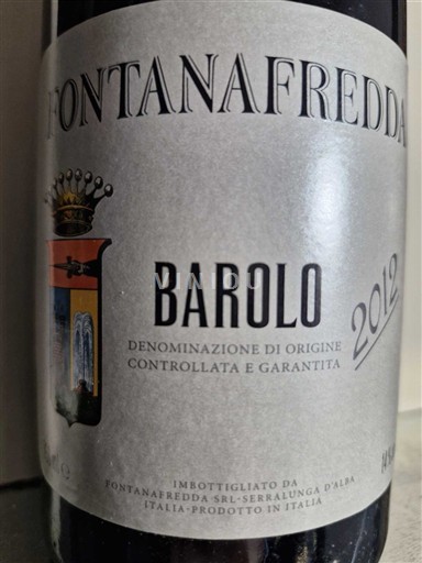Piedmont Wines Barolo Fontanafredda 2012