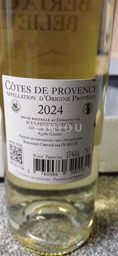 Provence Côtes-de-Provence Bertraud Belieu Blanc Prestige 2024