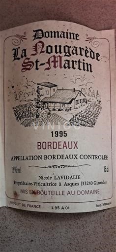 Bordeaux Domaine La Nougarède St-Martin 1995