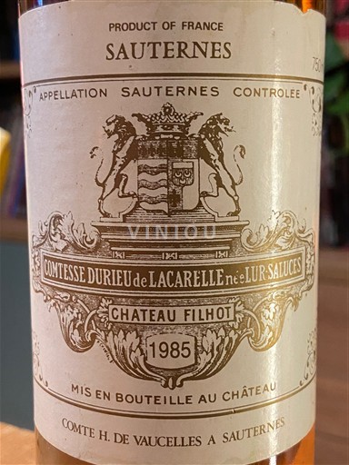 Bordeaux Sauternes Château Filhot 1985