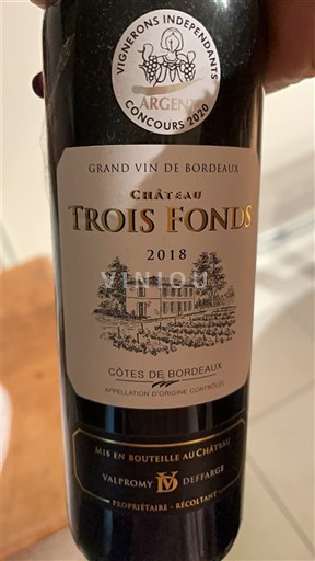 Burdeos Côtes-de-Bordeaux Château Trois Fonds 2018