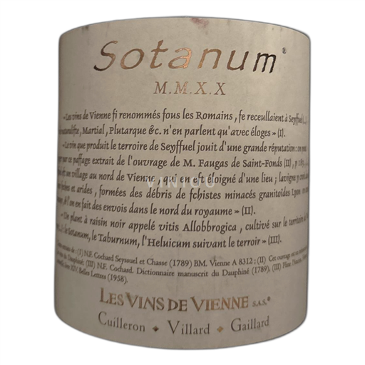 Alpen en Rhônevallei Rhodanische Heuvels Vin de vienne Sotanum M M XX 2020
