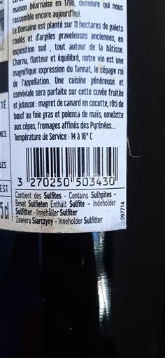 Sudoeste Madiran Domaine Idernes Sin añada