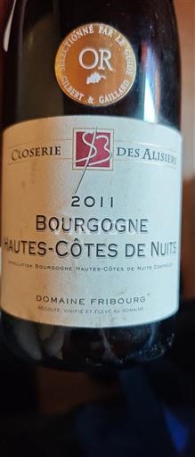 Bourgogne Ospecificerad Domaine Fribourg Closerie des Alisiers 2011